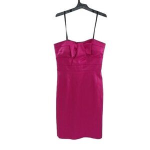 BCBG Dress Pink Bow 80s Formal Party Cocktail Shift Womens Size 8